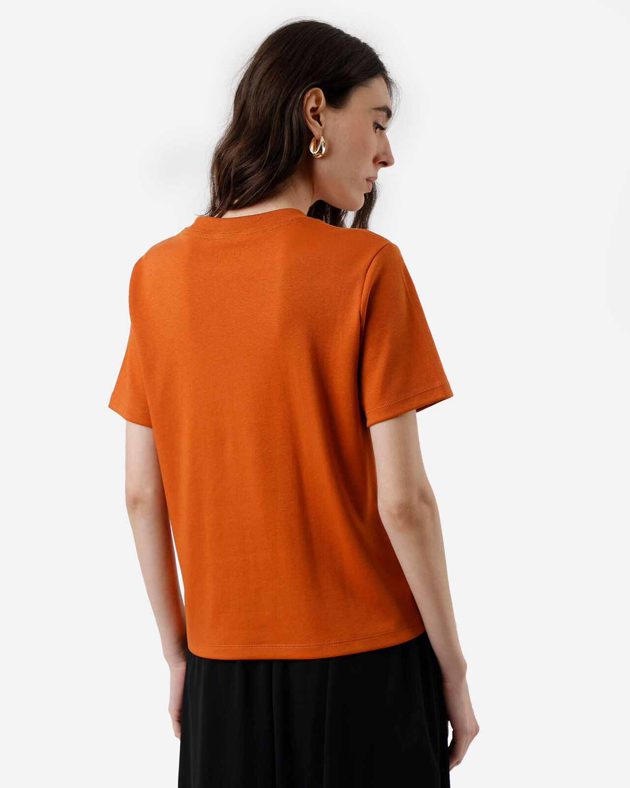 camiseta básica feminina de algodão peruano laranja