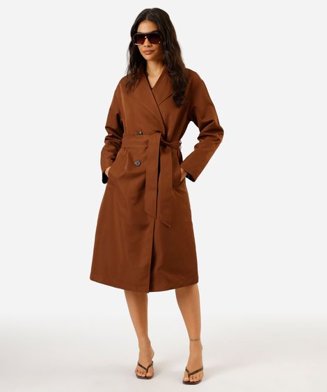 casaco trench coat feminino marrom