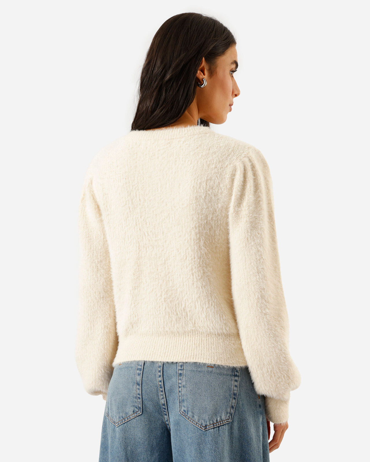 cardigan feminino de tricot texturizado off white