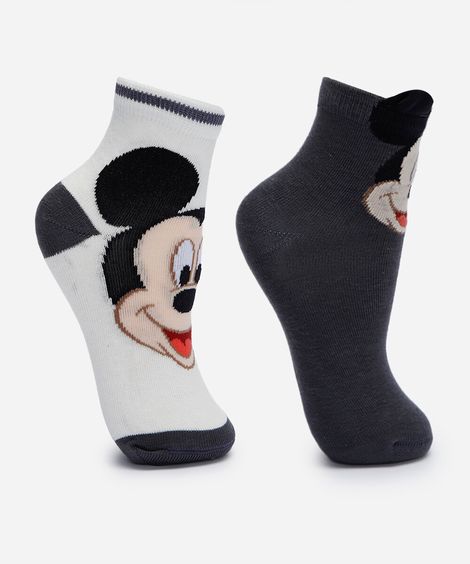 kit 2 pares de meias infantis mickey colorido