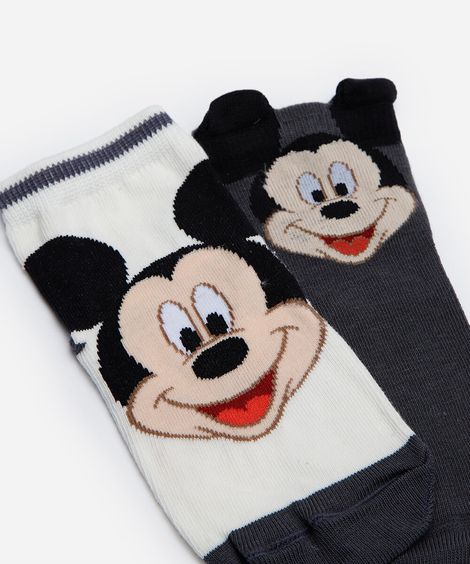 kit 2 pares de meias infantis mickey colorido