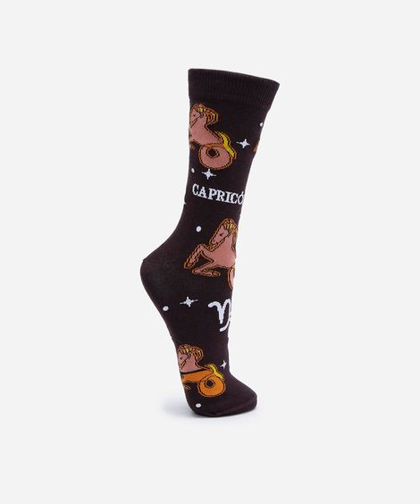 meia masculina cano alto capricórnio marrom