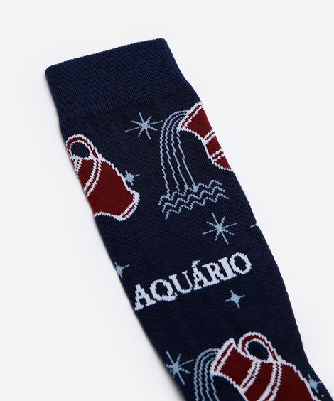 meia masculina cano alto aquário azul
