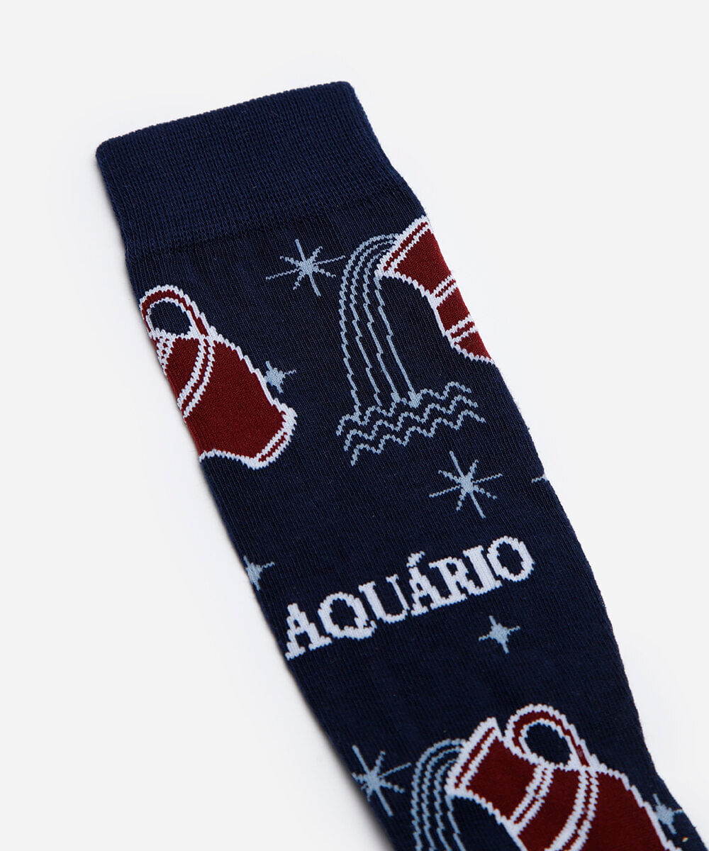 meia masculina cano alto aquário azul
