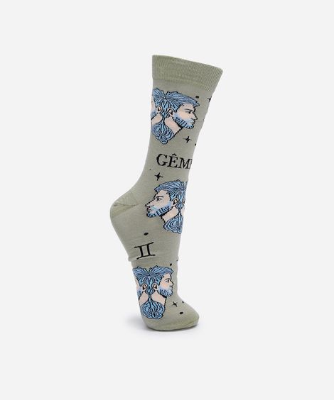 meia masculina cano alto gêmeos verde