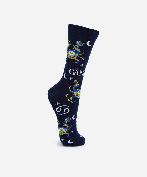 meia masculina cano alto câncer azul
