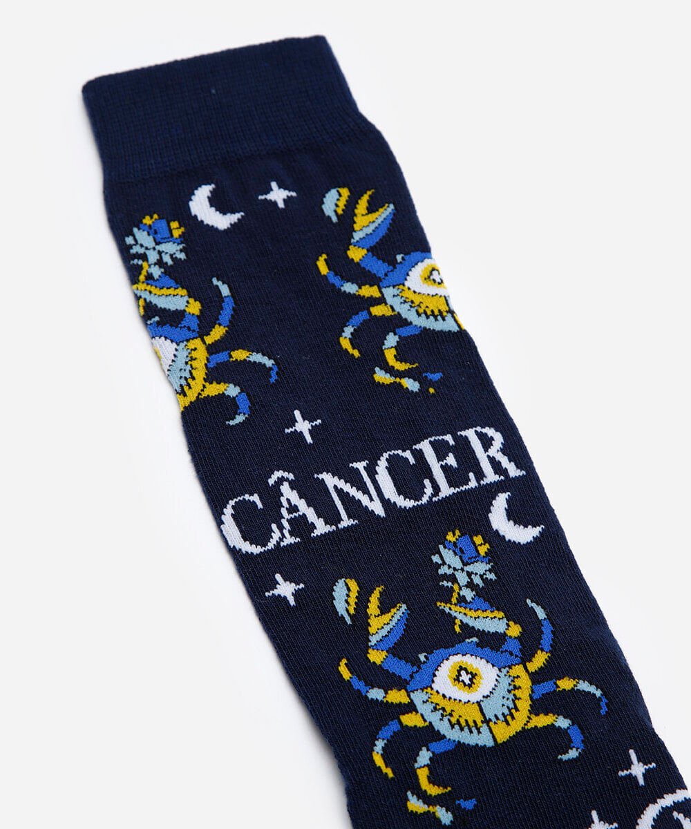 meia masculina cano alto câncer azul