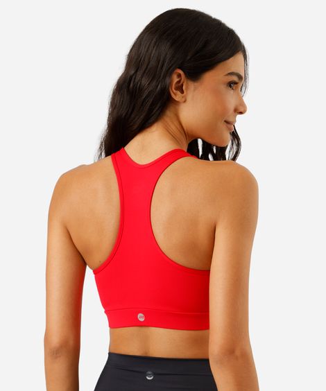 top nadador feminino esportivo com zíper vermelho