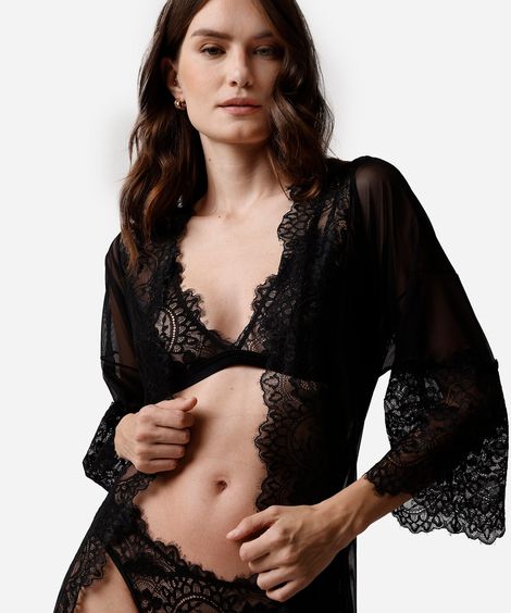 robe curto feminino de tule com renda floral preto
