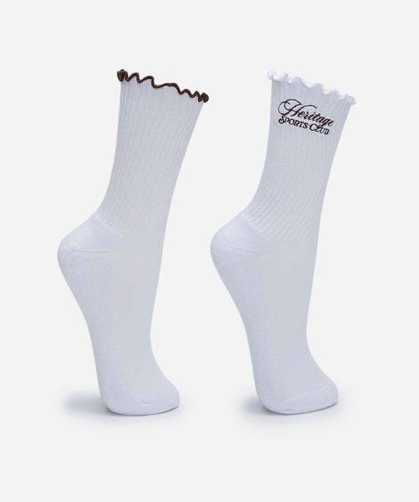 kit de 2 meias femininas cano longo branco