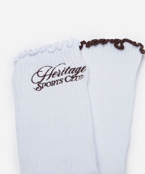 kit de 2 meias femininas cano longo branco