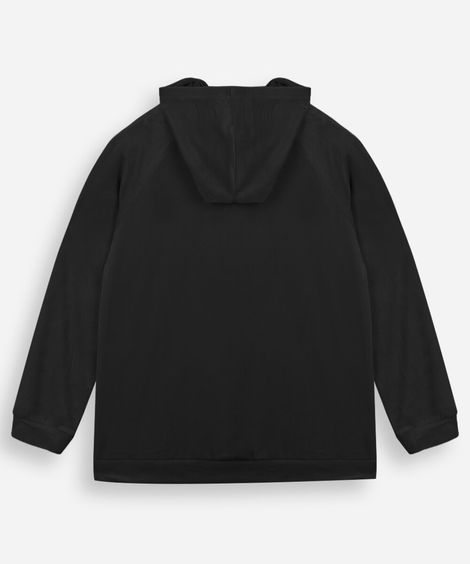 blusão boxy infantil de plush com capuz preto