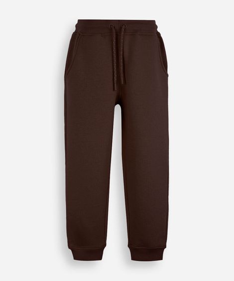 calça jogger de moletom infantil com bolsos marrom