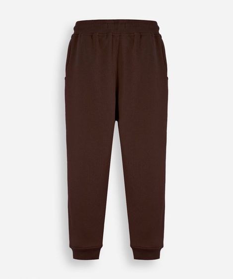 calça jogger de moletom infantil com bolsos marrom