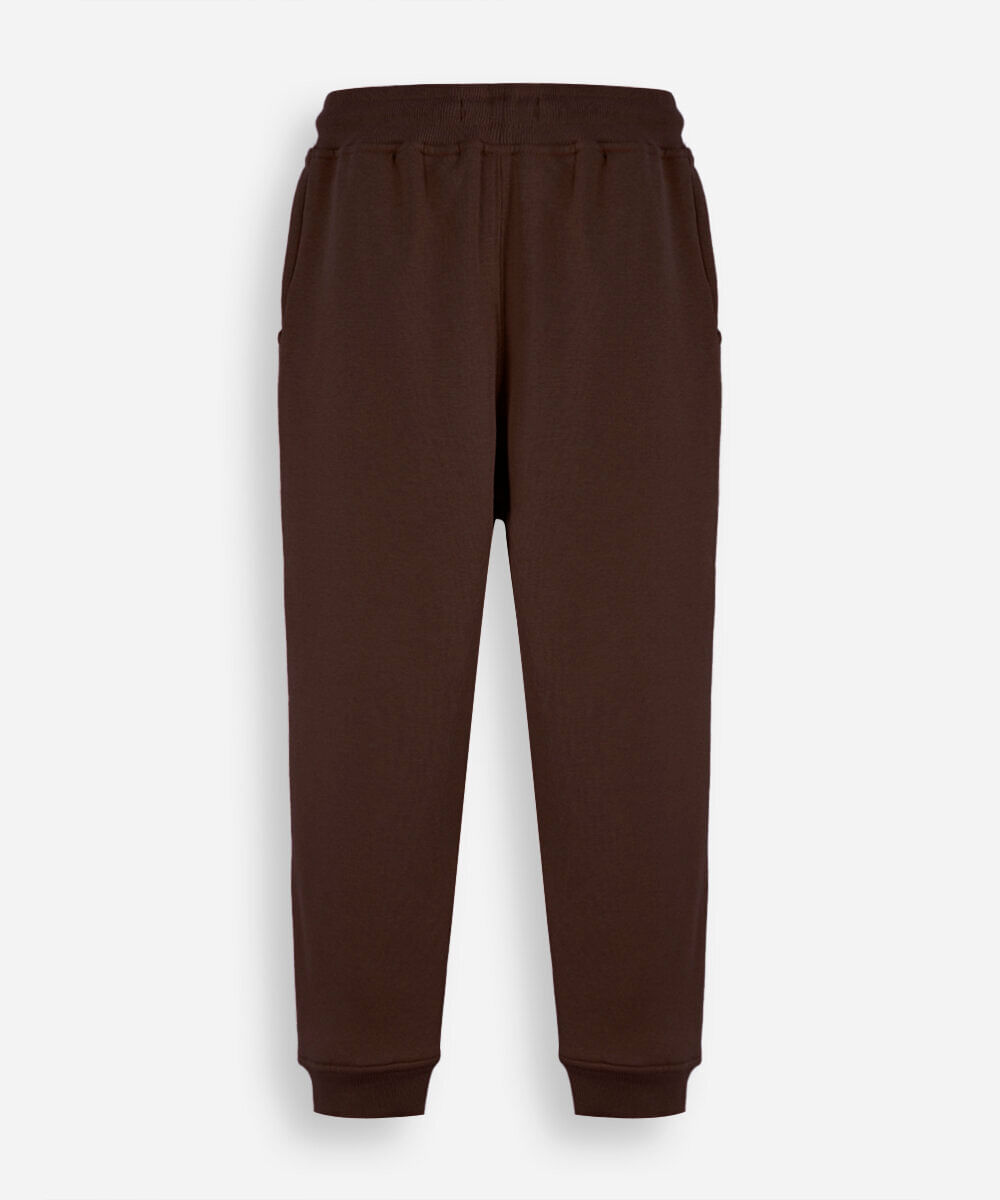 calça jogger de moletom infantil com bolsos marrom