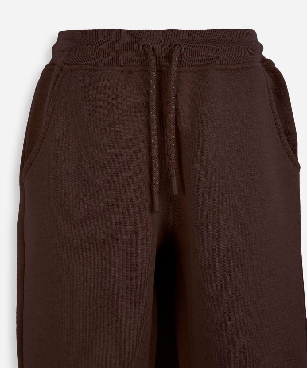 calça jogger de moletom infantil com bolsos marrom