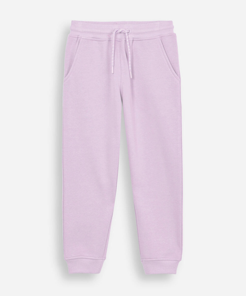 calça jogger de moletom infantil com bolsos lilás