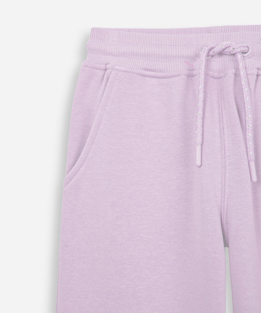calça jogger de moletom infantil com bolsos lilás