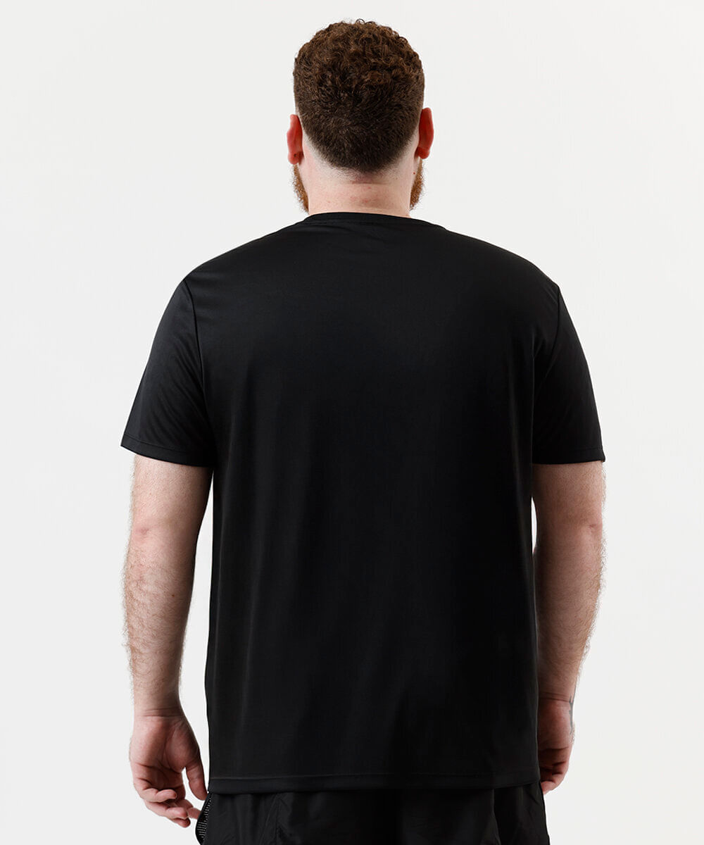camiseta masculina esportiva com listras plus size preta