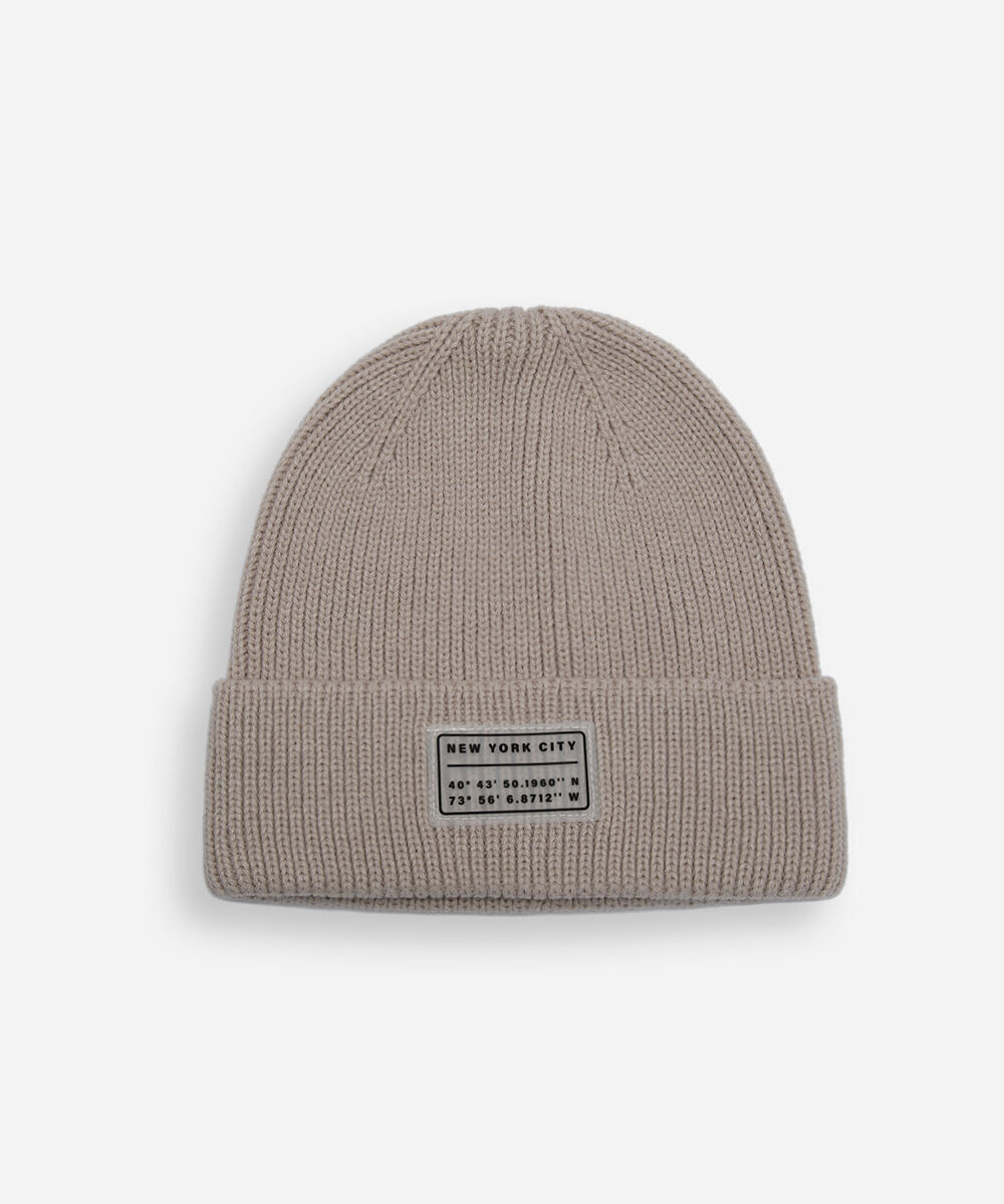 gorro masculino canelado bege