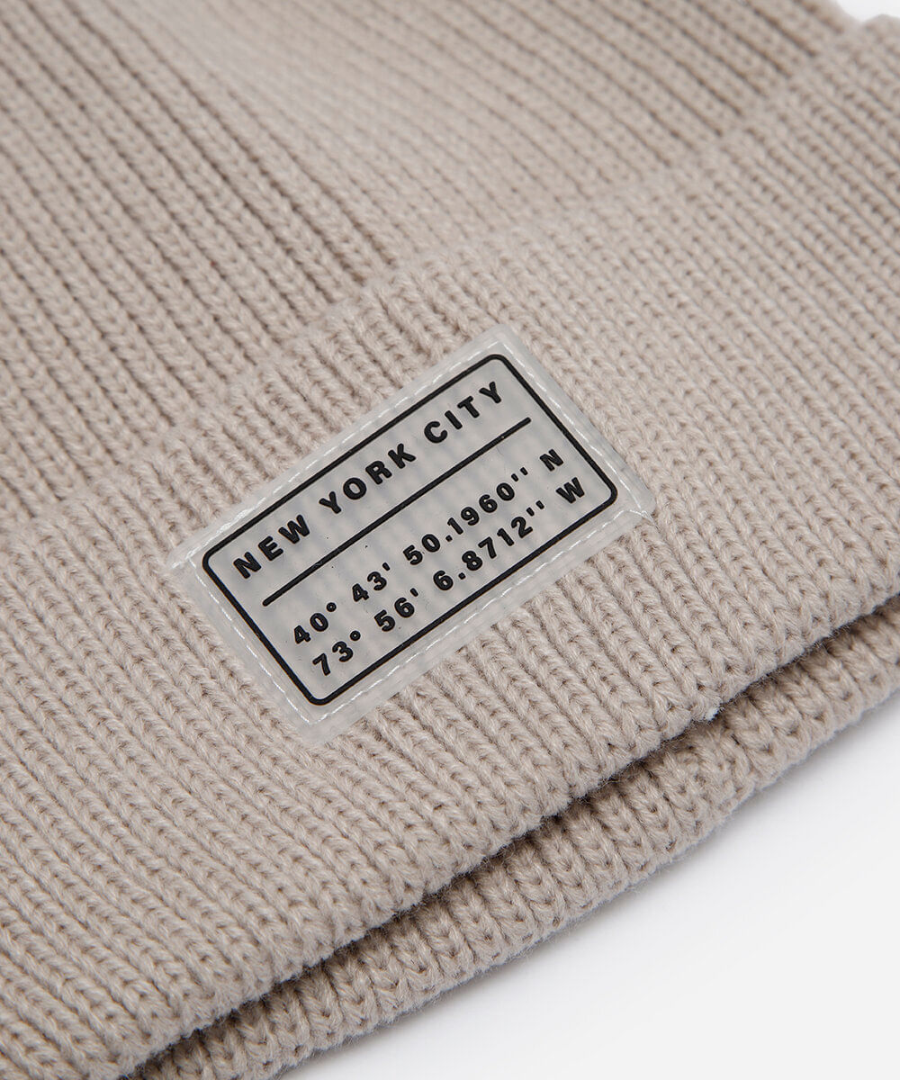 gorro masculino canelado bege