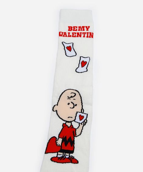 meia masculina cano alto snoopy off white