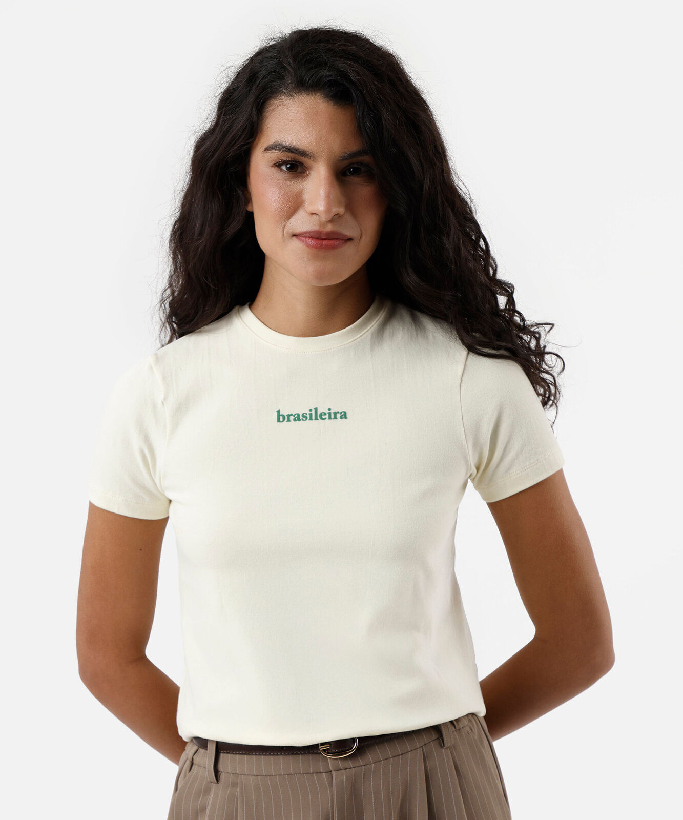 blusa baby look feminina de algodão brasileira amarela