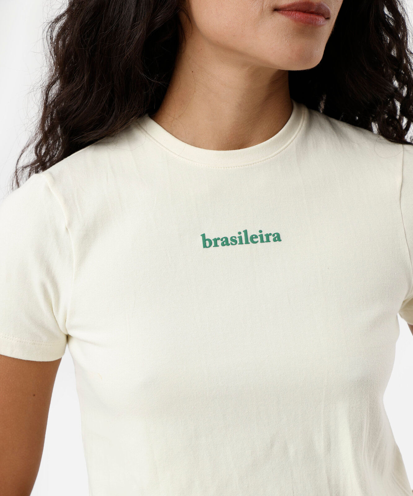 blusa baby look feminina de algodão brasileira amarela