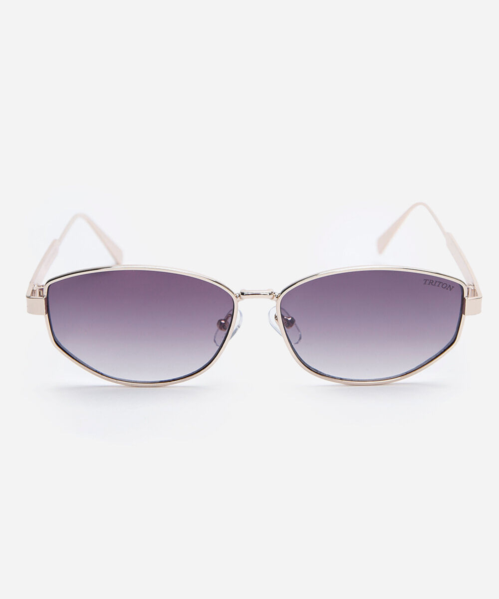 óculos de sol oval triton feminino dourado