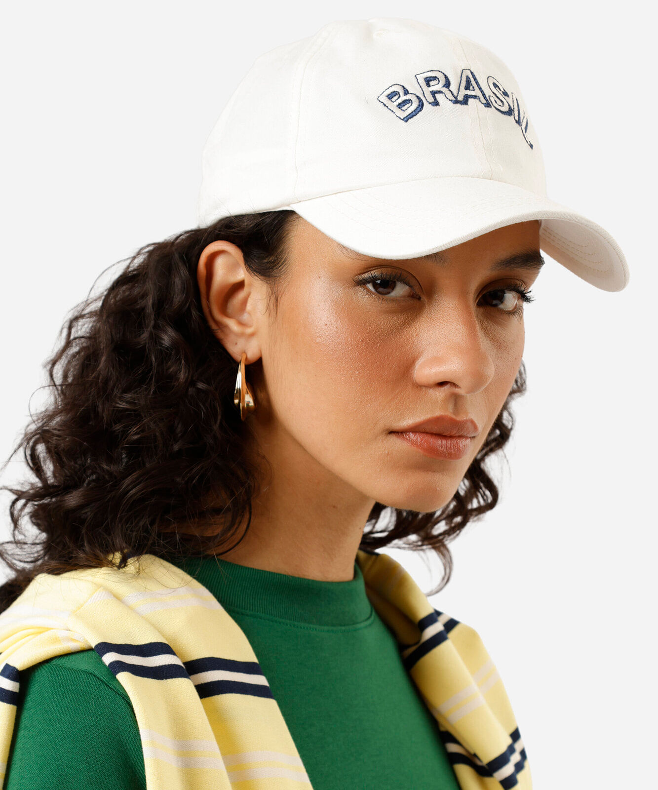 boné aba curva de sarja brasil off white