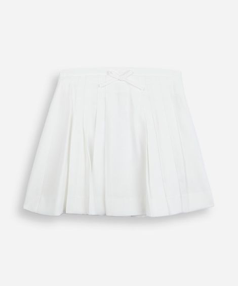 saia infantil plissada de viscose com lacinho off white