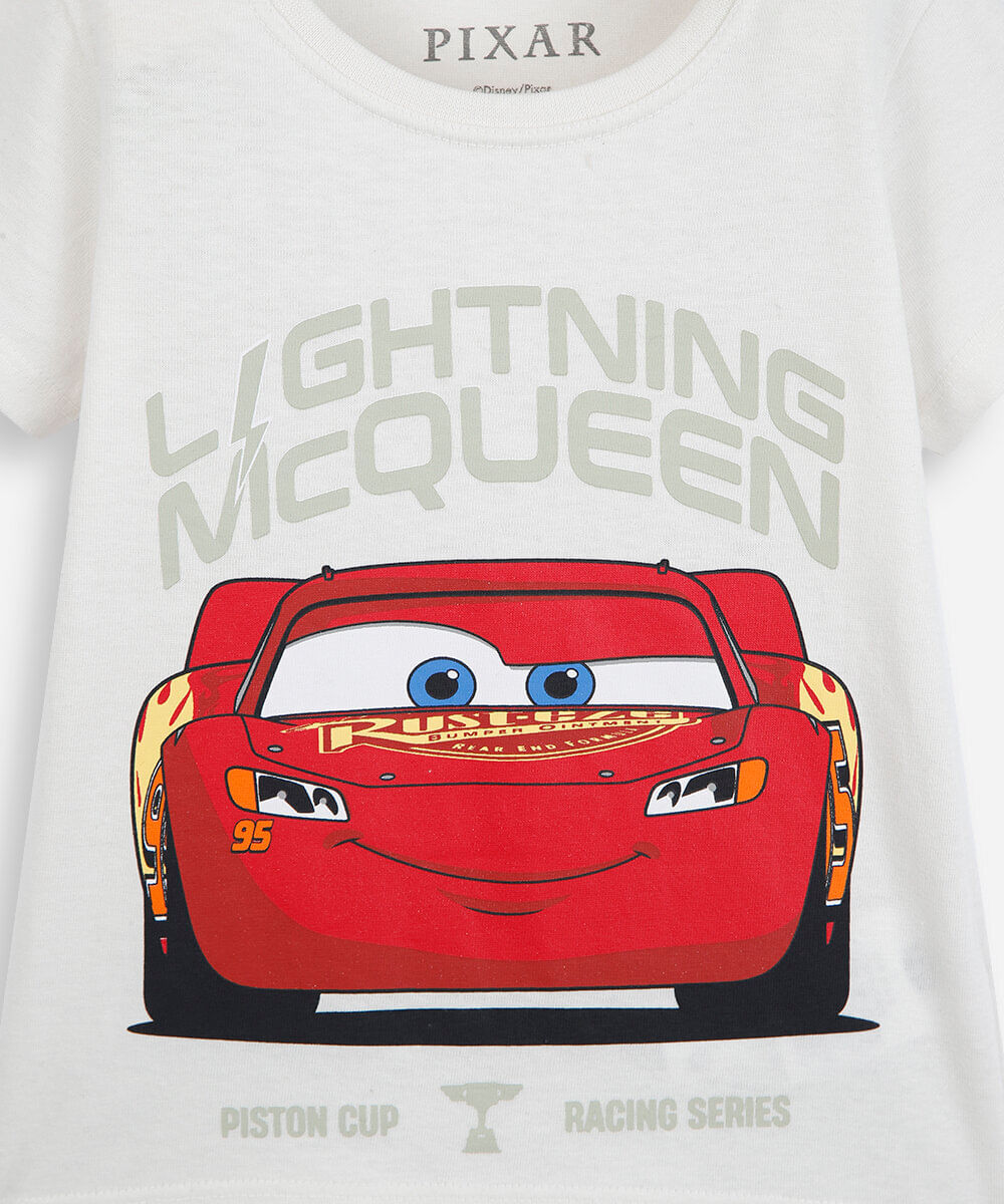 conjunto infantil curto carros off white