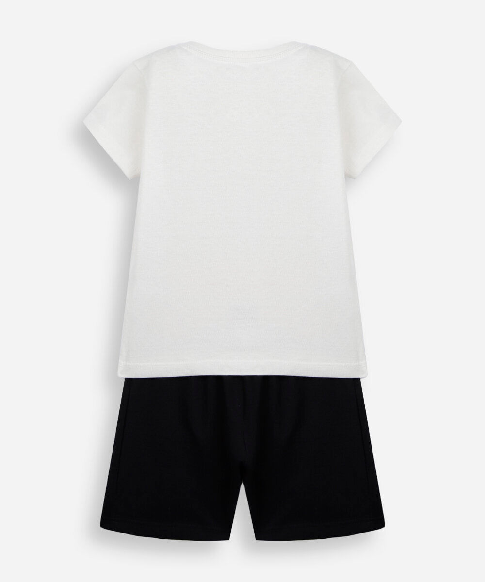 conjunto infantil curto carros off white