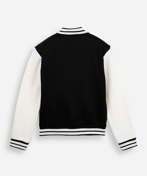 jaqueta bomber oversized juvenil com bordado preta