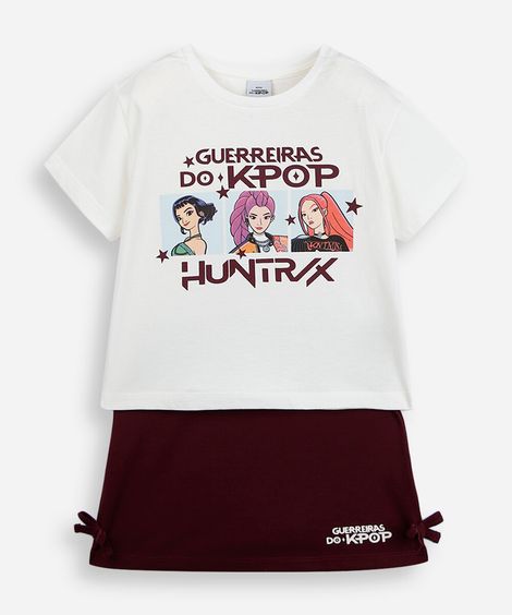 conjunto curto infantil guerreiras do kpop off white