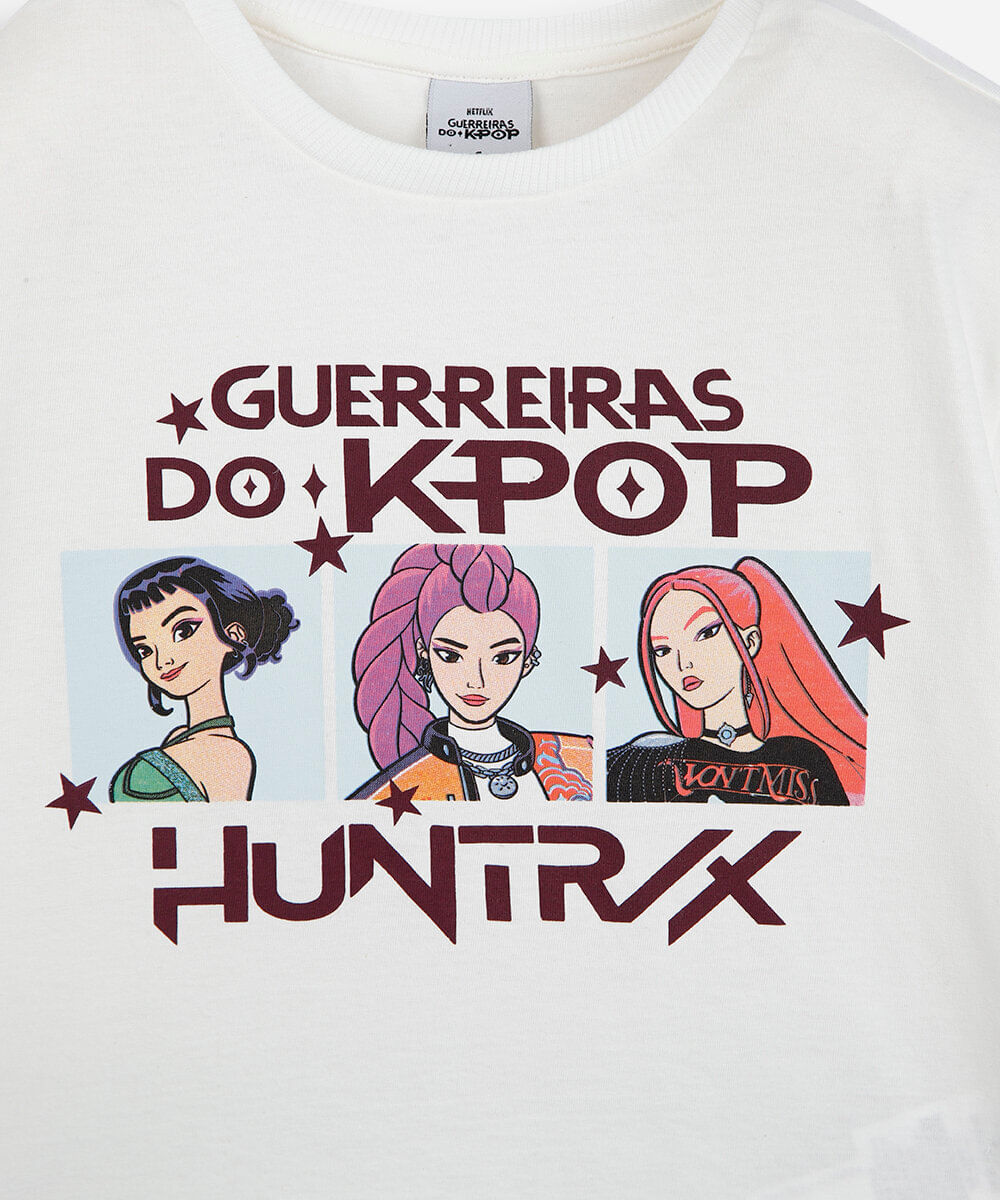 conjunto curto infantil guerreiras do kpop off white