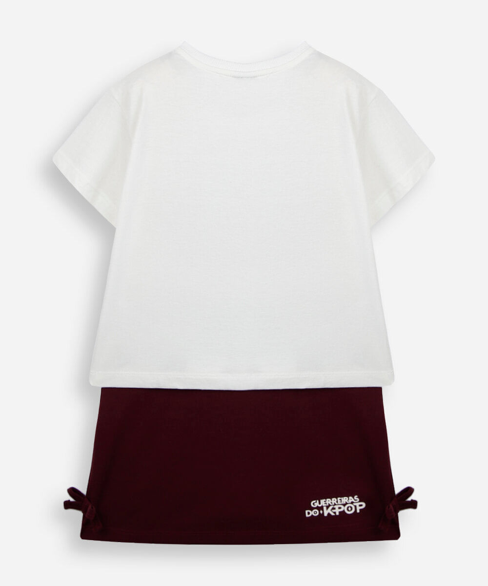 conjunto curto infantil guerreiras do kpop off white