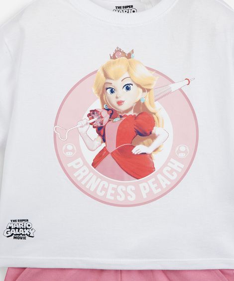 conjunto curto infantil de algodão mario bros off white