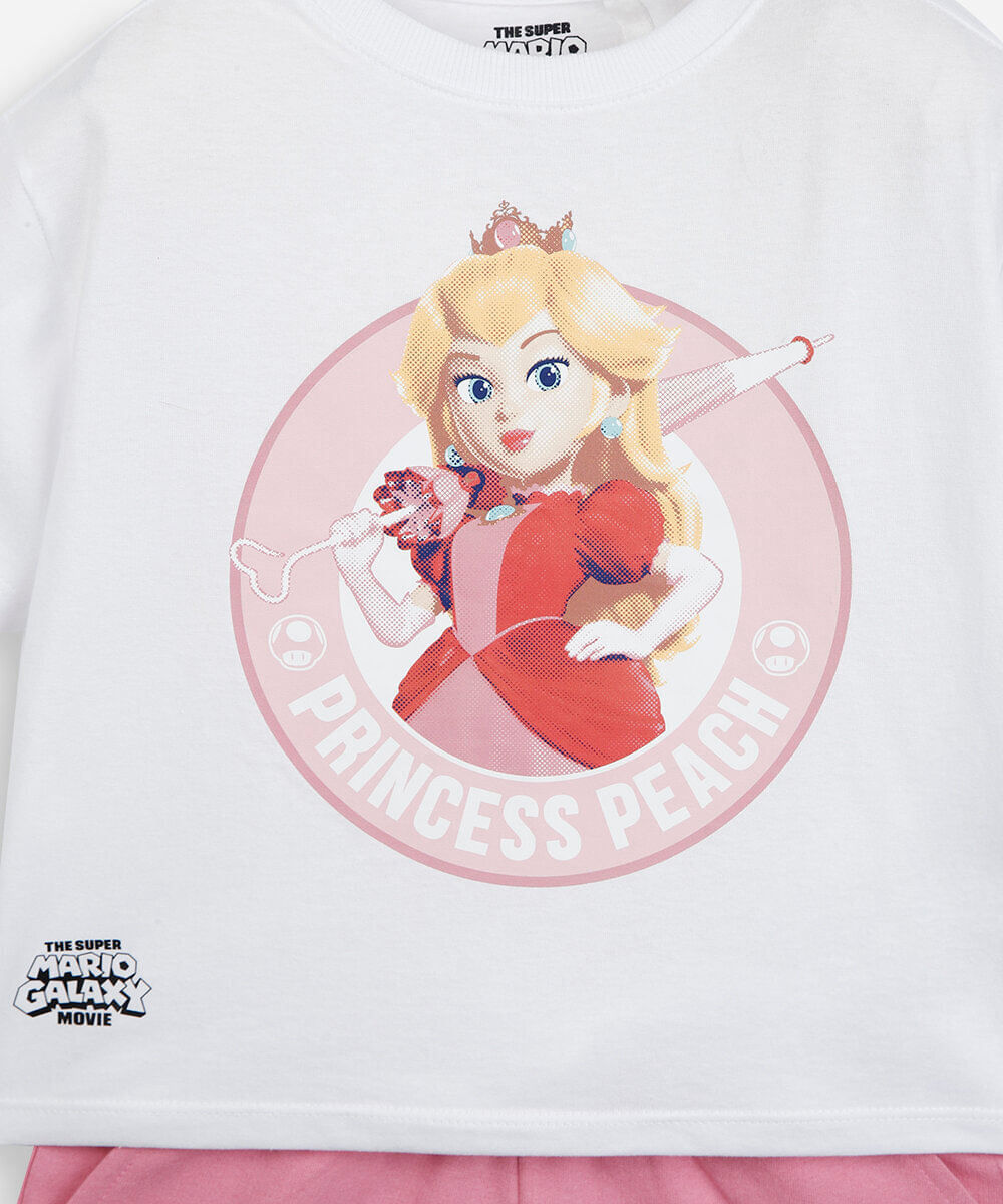 conjunto curto infantil de algodão mario bros off white