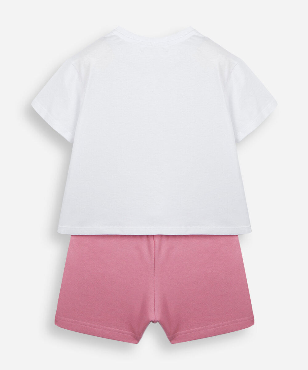 conjunto curto infantil de algodão mario bros off white