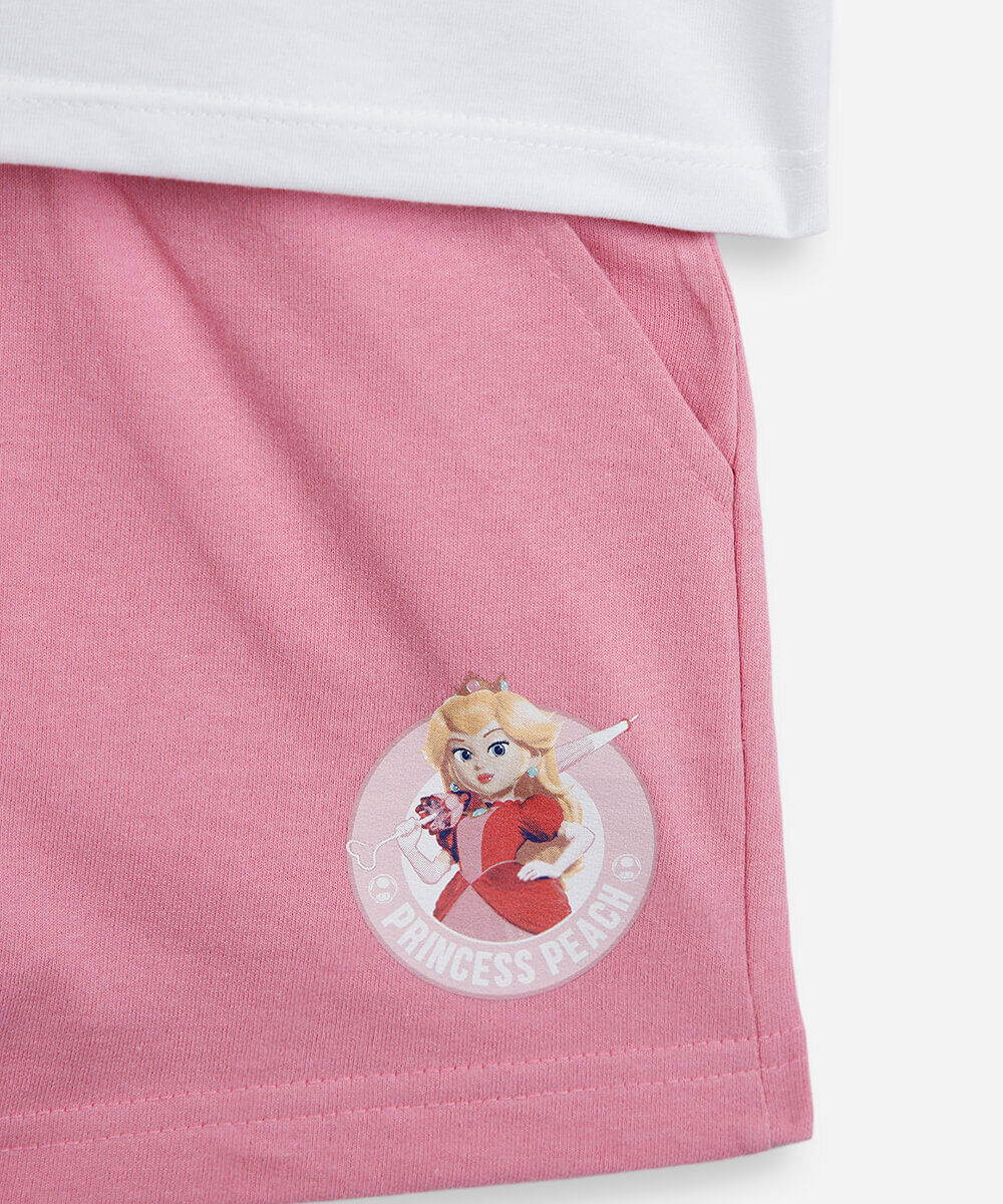 conjunto curto infantil de algodão mario bros off white