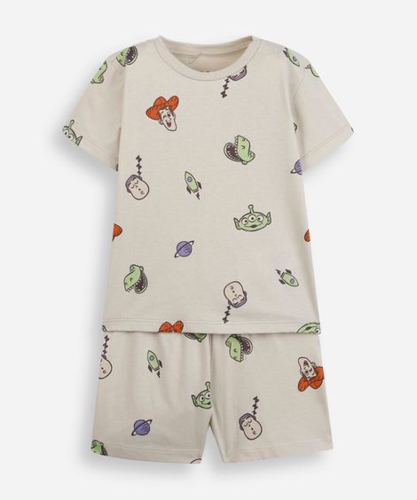 pijama curto infantil de algodão toy story bege