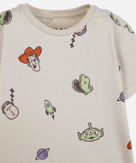 pijama curto infantil de algodão toy story bege