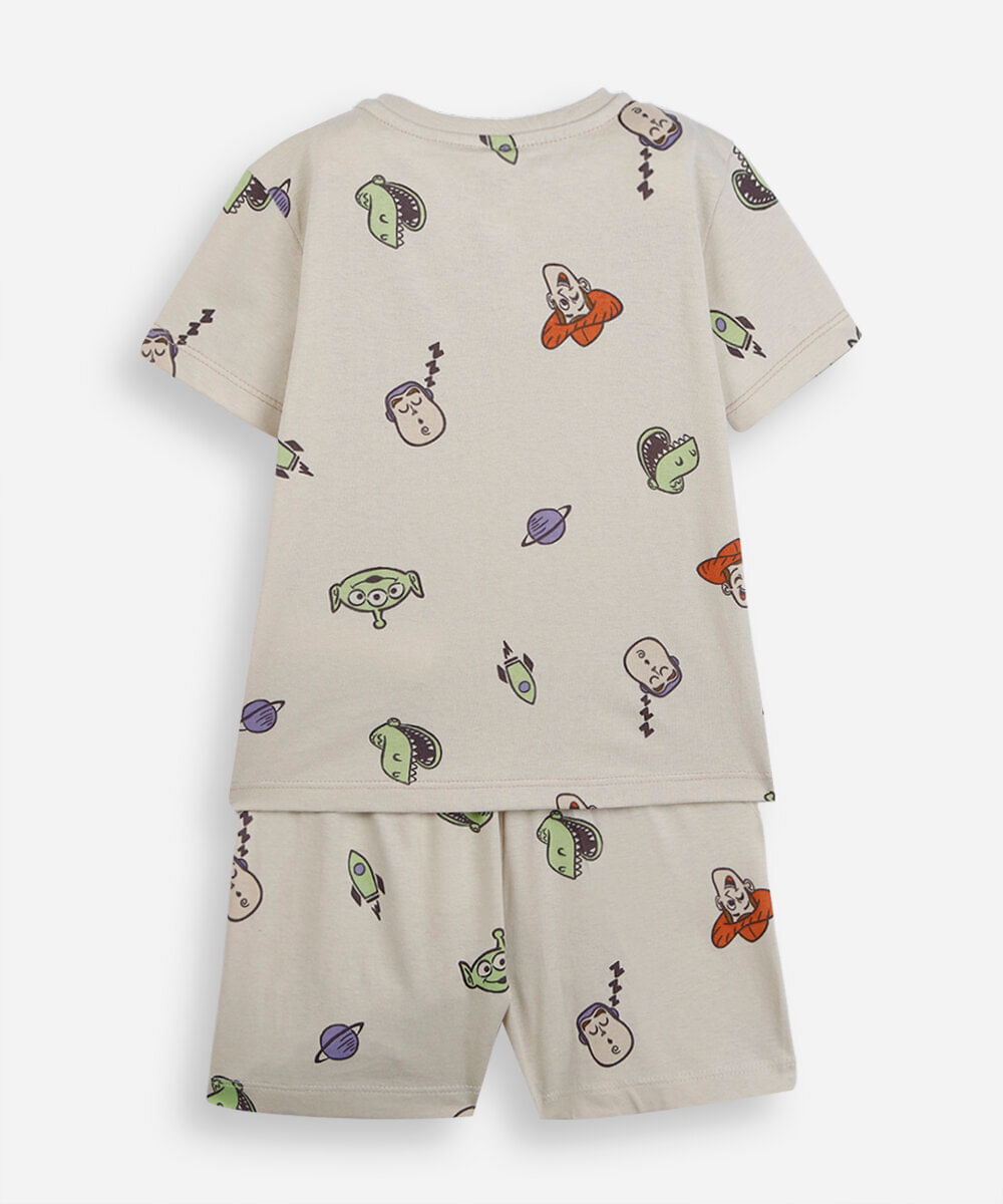 pijama curto infantil de algodão toy story bege