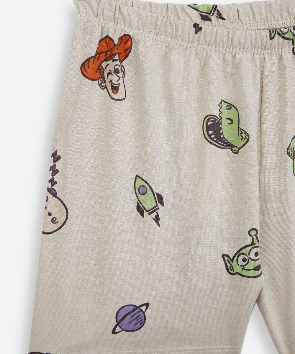 pijama curto infantil de algodão toy story bege