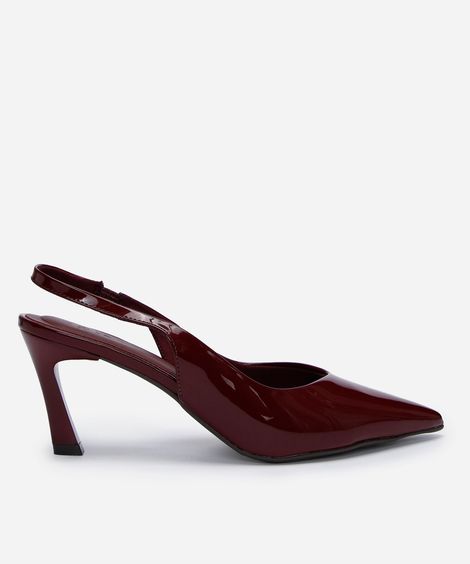 scarpin slingback feminino bico fino salto alto vinho