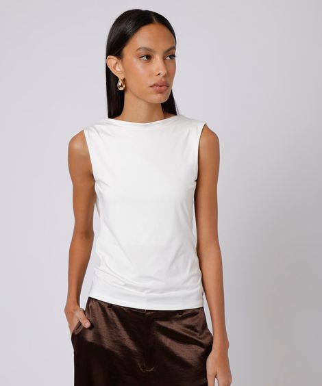 blusa feminina decote degagê costas mindset off white
