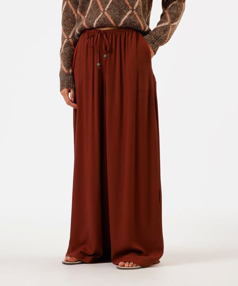 calça pantalona de viscose feminina vinho