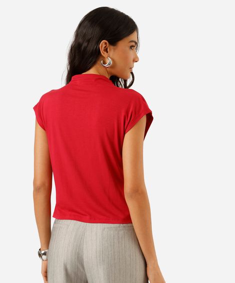 blusa feminina de viscose franzida vermelha
