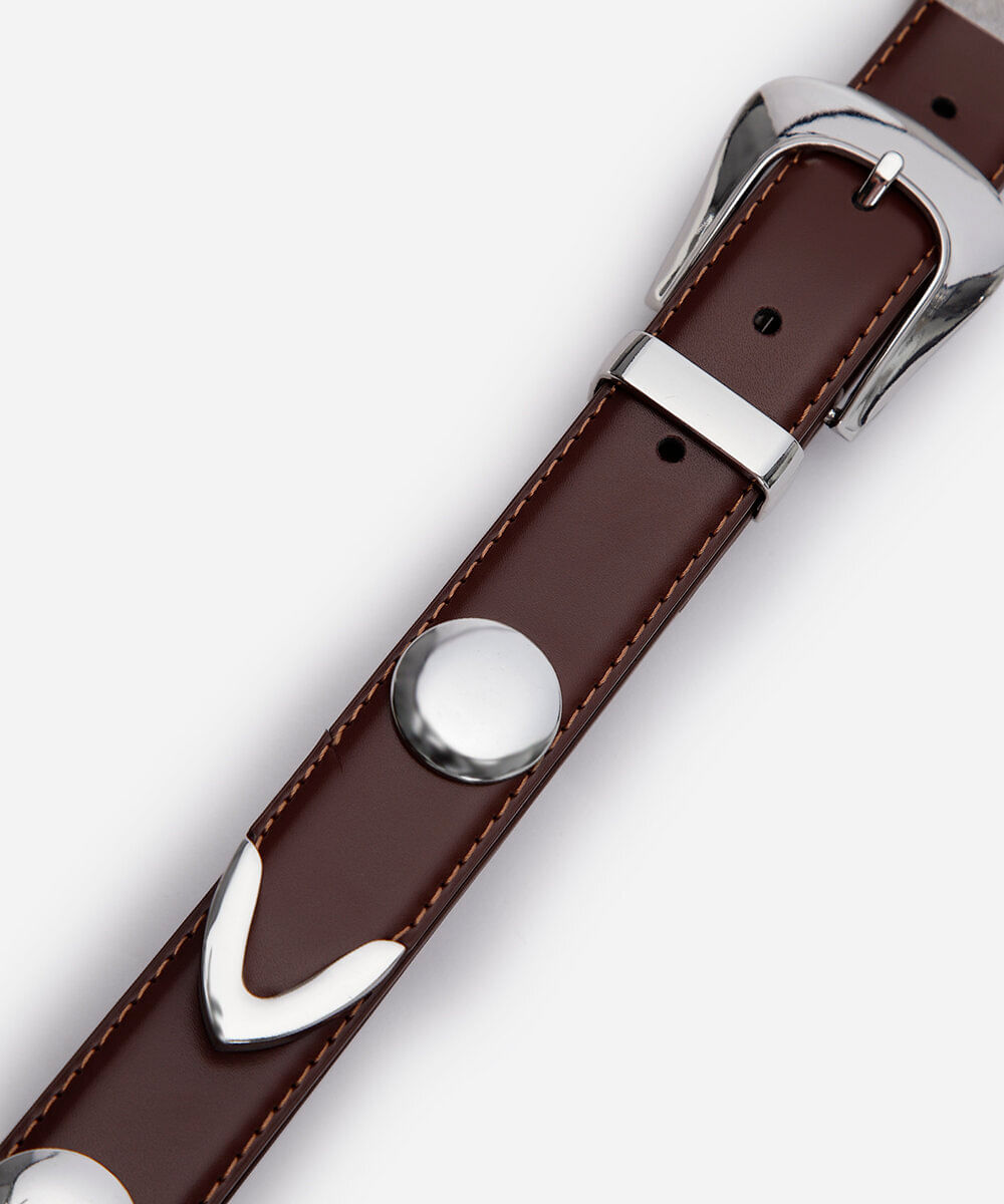 cinto feminino tachas marrom